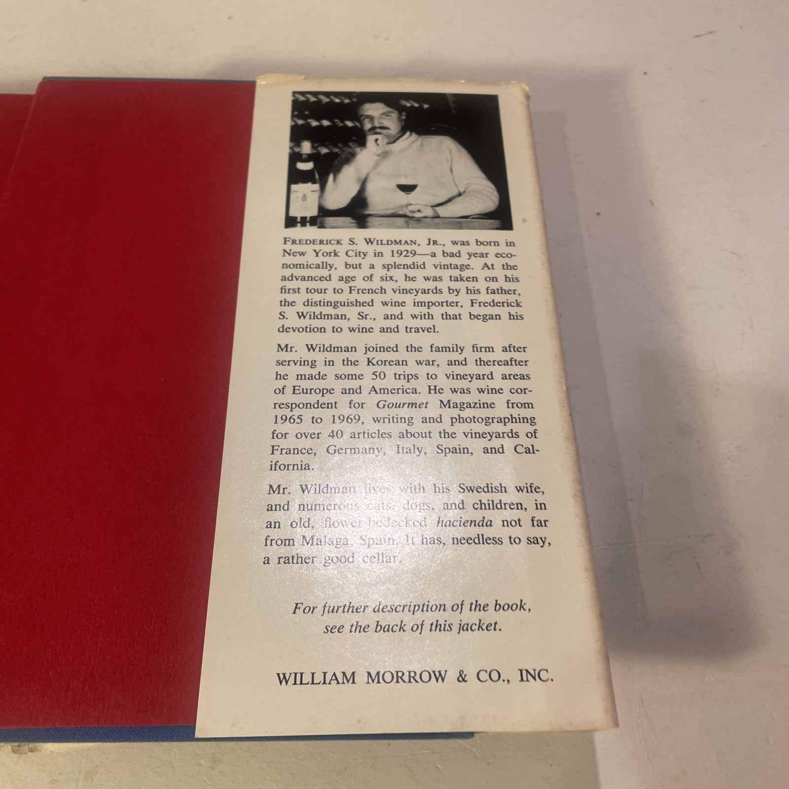 A WINE TOUR OF FRANCE :Convivial Wine & Travel Guide, Wildman Jr, 1972 HC&DJ VGC