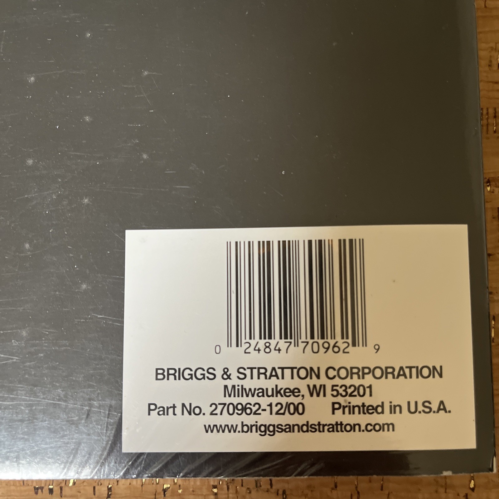 Single Cylinder L Head Repair Manual Briggs & Stratton 270962 2003