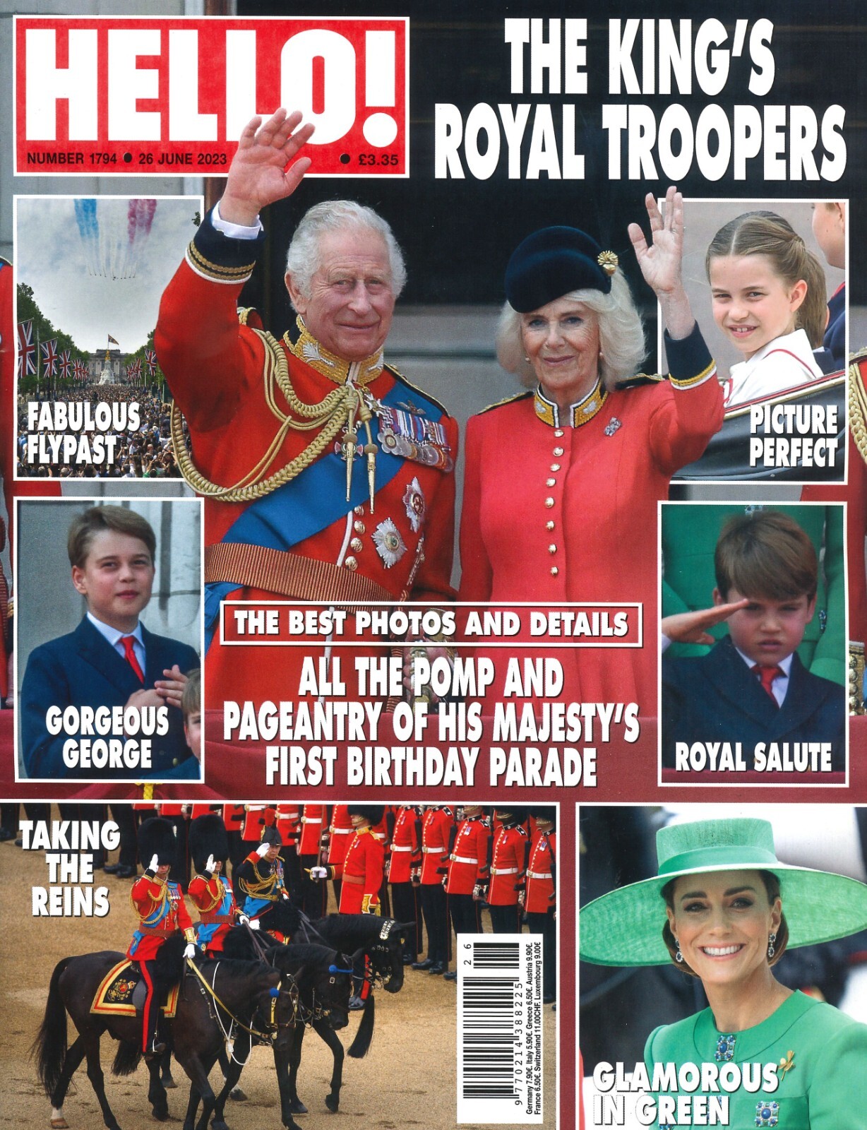 HELLO! Magazine King Charles Birthday Parade Queen Camilla, Kate, George 26.6.23