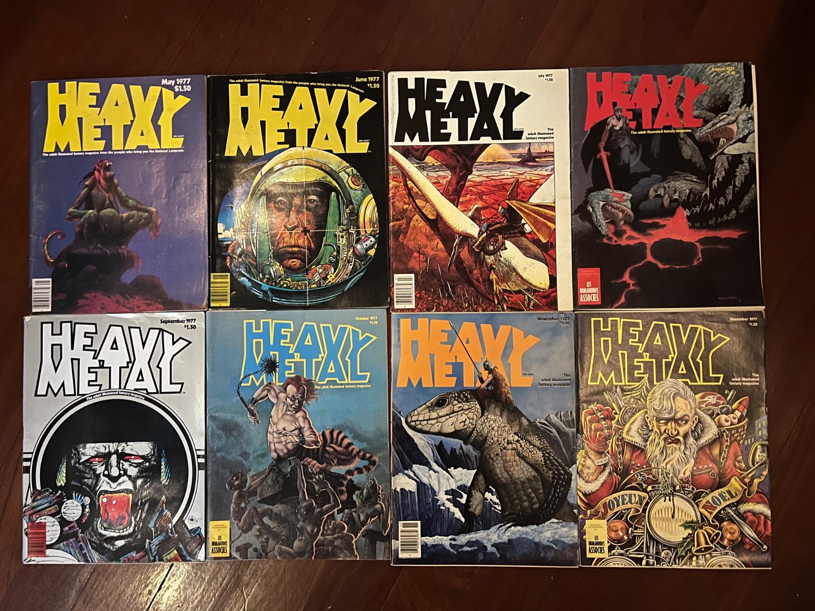 Set of 8 Heavy Metal Magazines 1977, good condition.