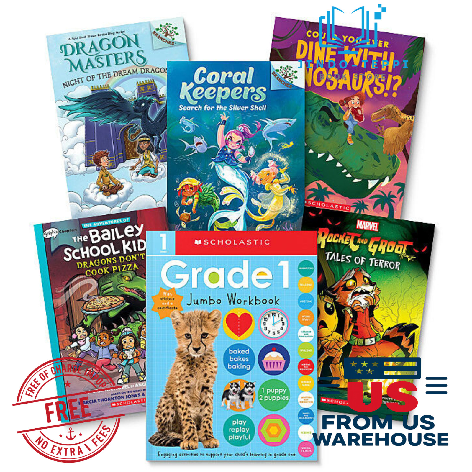 Scholastic Grade 1 Value Pack Workbook & 5 Books Set Kids Learning NEW