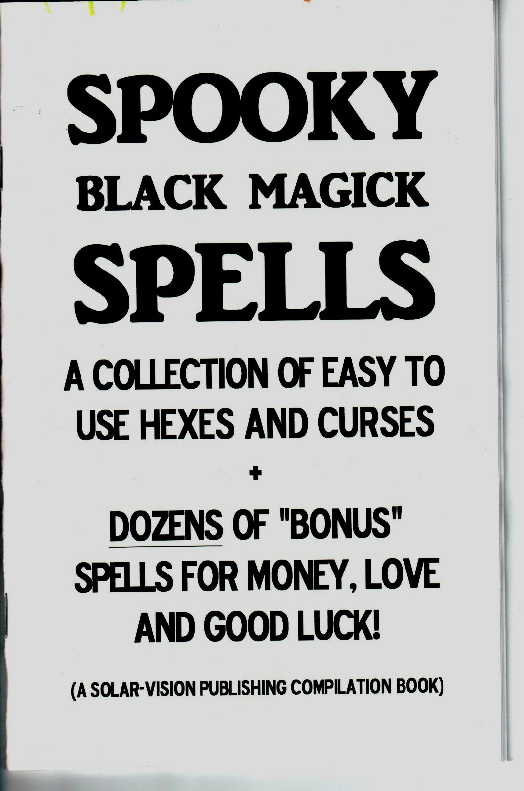 SPOOKY BLACK MAGICK SPELLS booklet curses hexes jinxes evil eye book