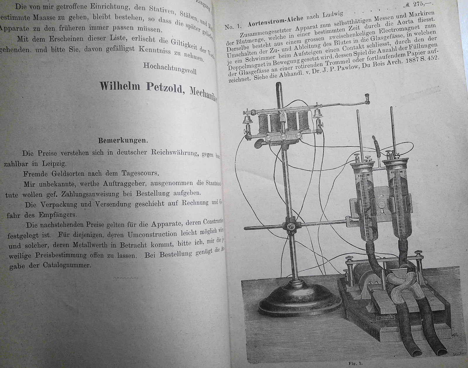 1891 Wilhelm Petzold catalog : Preis-Verzeichniss … für Präcisions-Mechanik