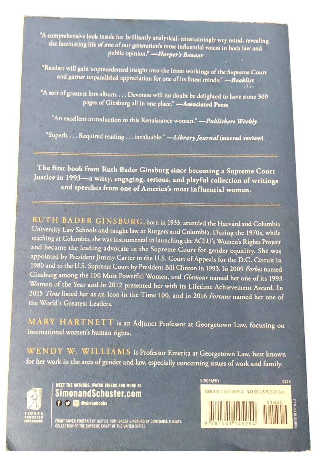 My Own Words by Ruth Bader Ginsburg 2016 Simon & Schuster PB