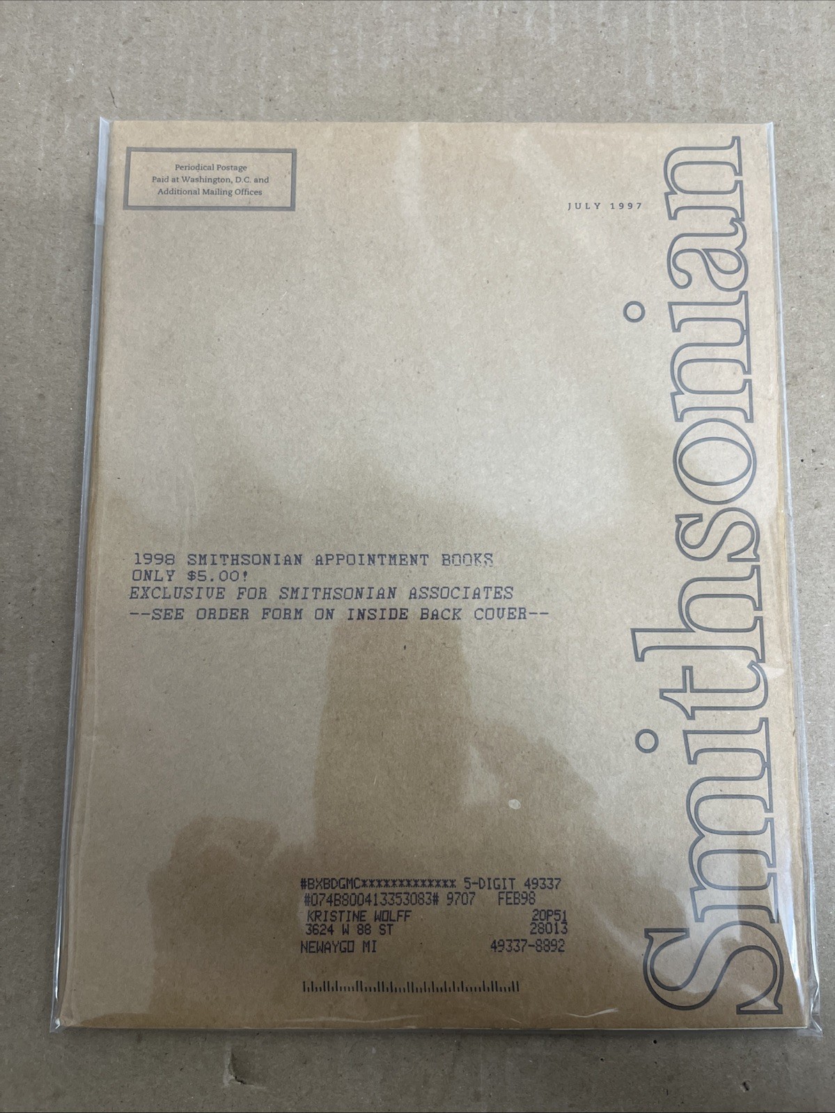 Smithsonian Magazines July 1997 With Original Shipping Cardboard Sleeve
