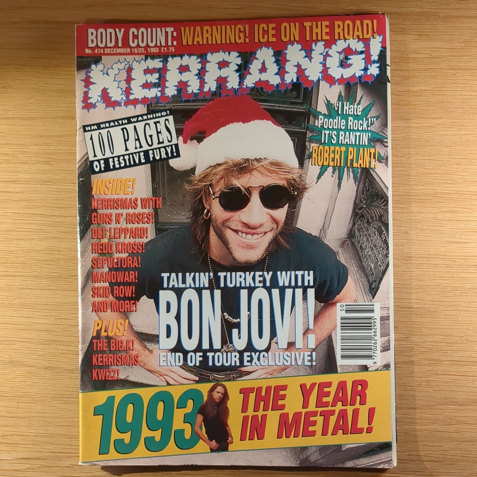 KERRANG! No. 474 Dec 18/25 1993 Bon Jovi Sepultura Body Count Redd Kross Manowar