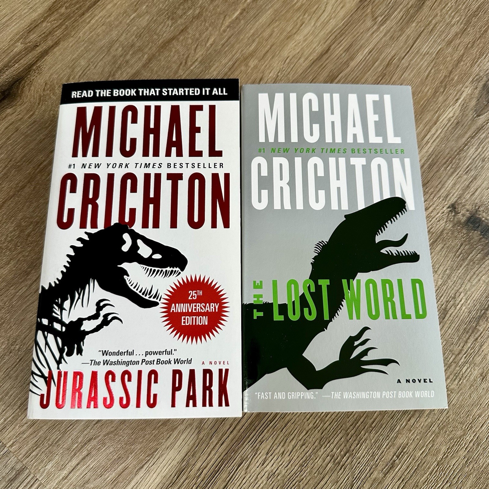 Michael Crichton Book Lot Of 2 Jurassic Park 25th Anniversary The Lost World PB