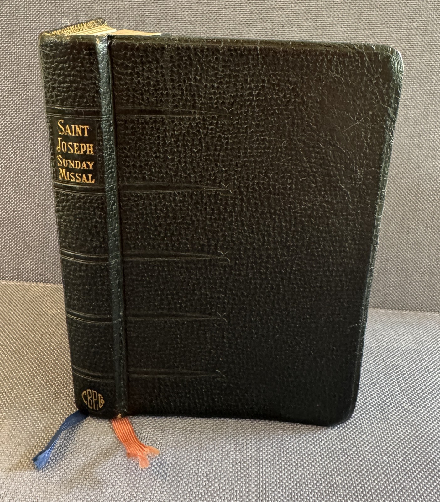 St Joseph Sunday Missal 1954-1953 Large Type T-820-4 Black Leather Catholic VGC