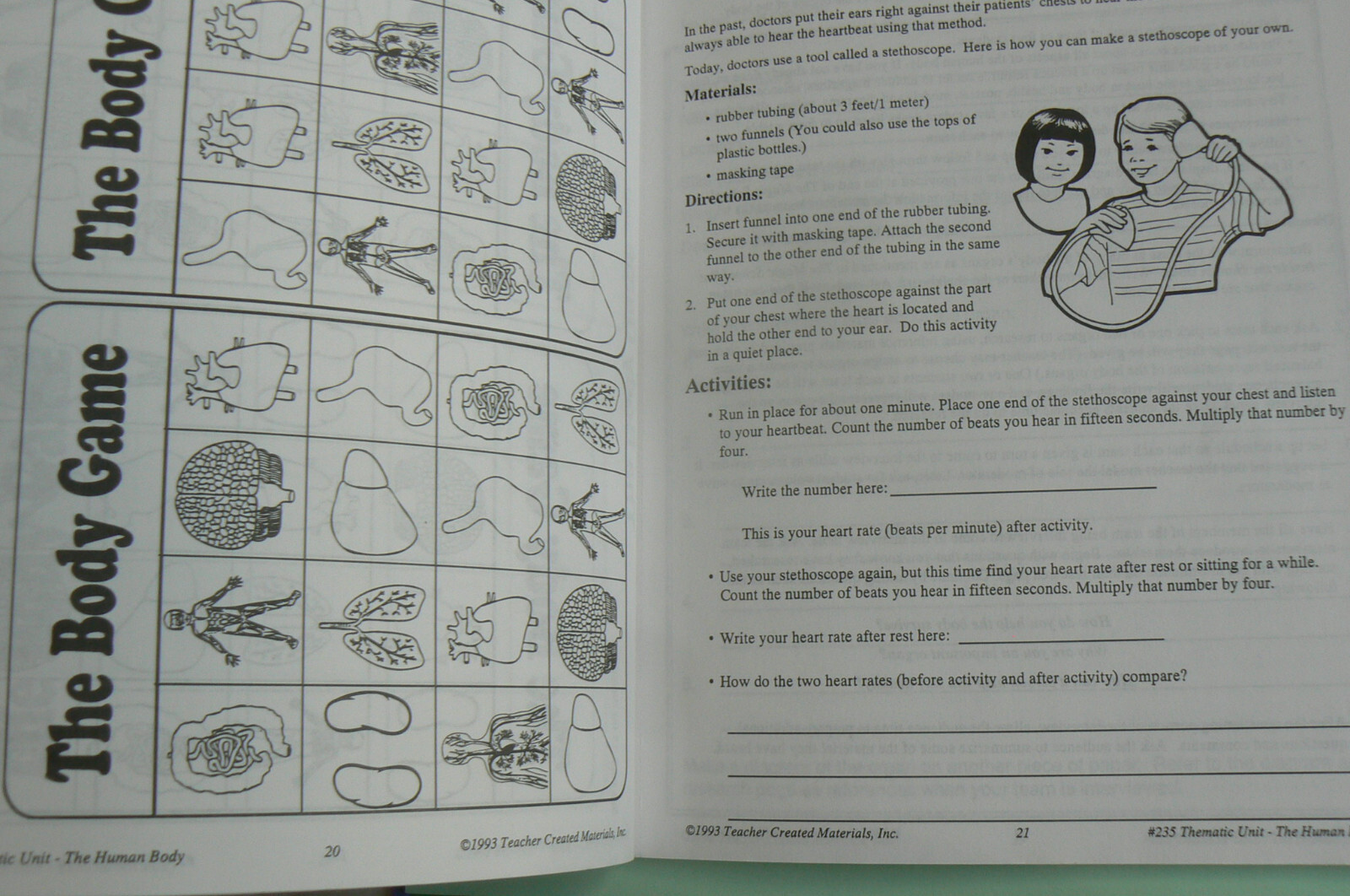 Teacher Created Materials : Thematic Unit HUMAN BODY, gr.5 6 7 8 TCM 235 interme