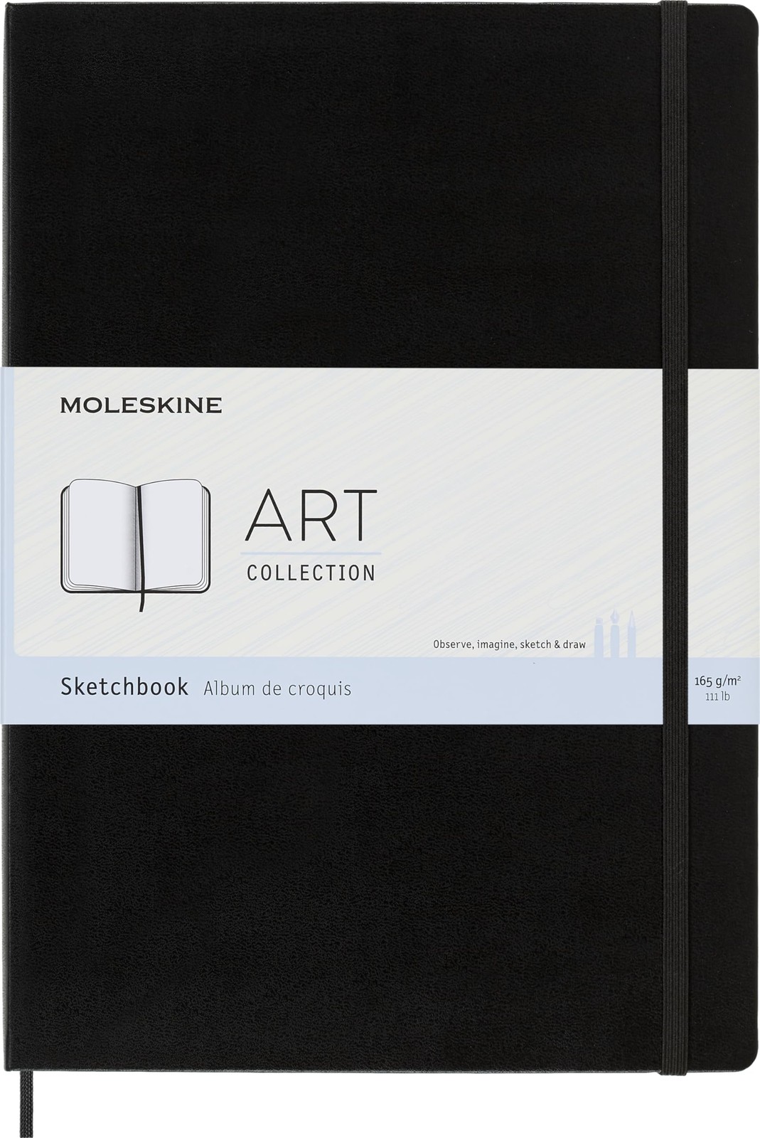 Art Sketchbook Hard Cover A4 8.25 x 11.75 Plain/Blank Black 96 Pages