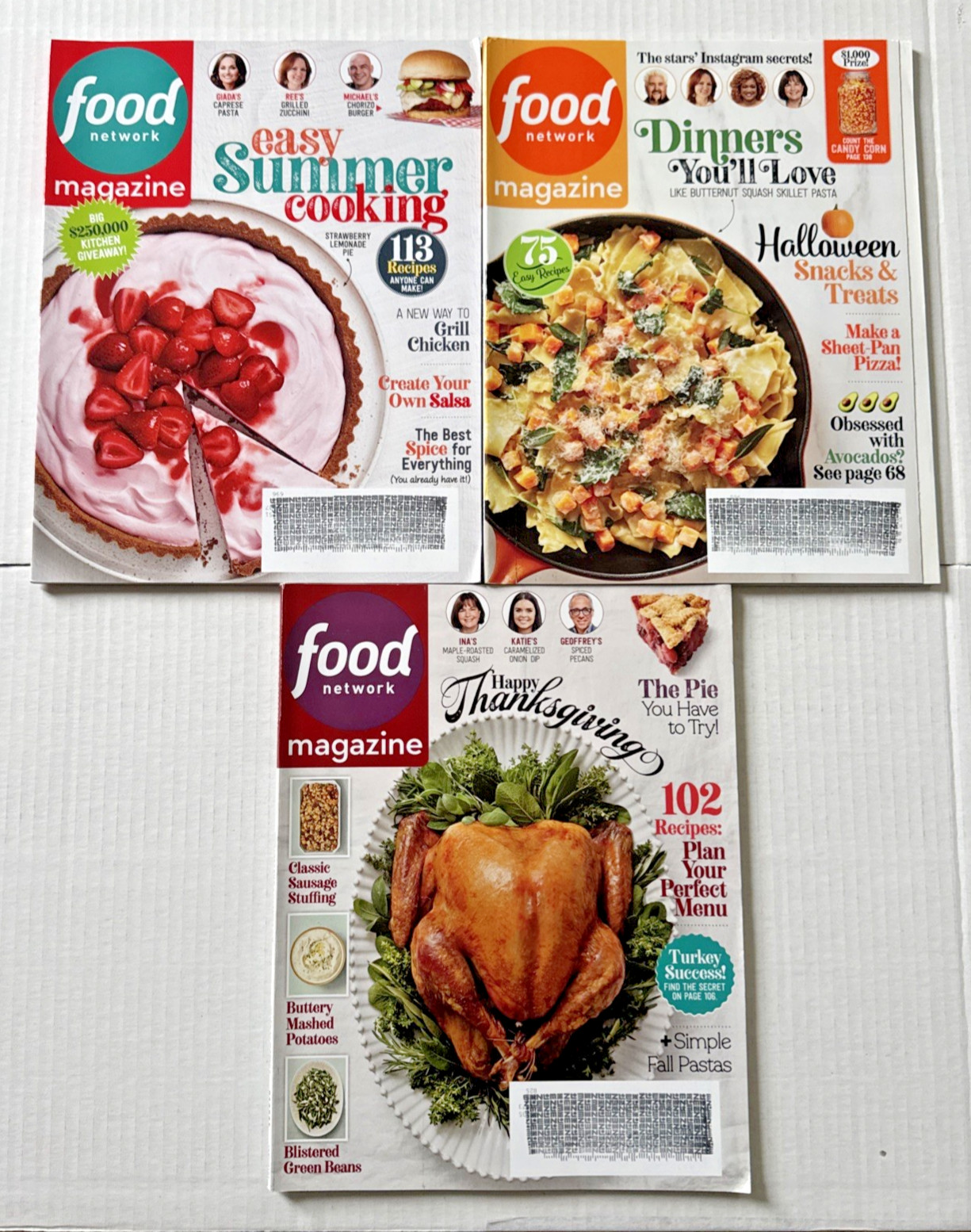 3 issues Food Network Magazine 2019 July/August, October, November Free Shipping