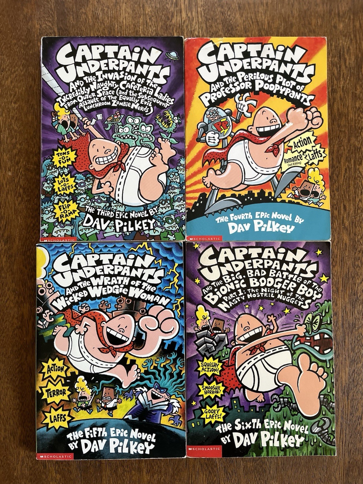 Captain Underpants Books – Lot of 4 – Paperback – Dav Pilkey -#3 thru #6 B