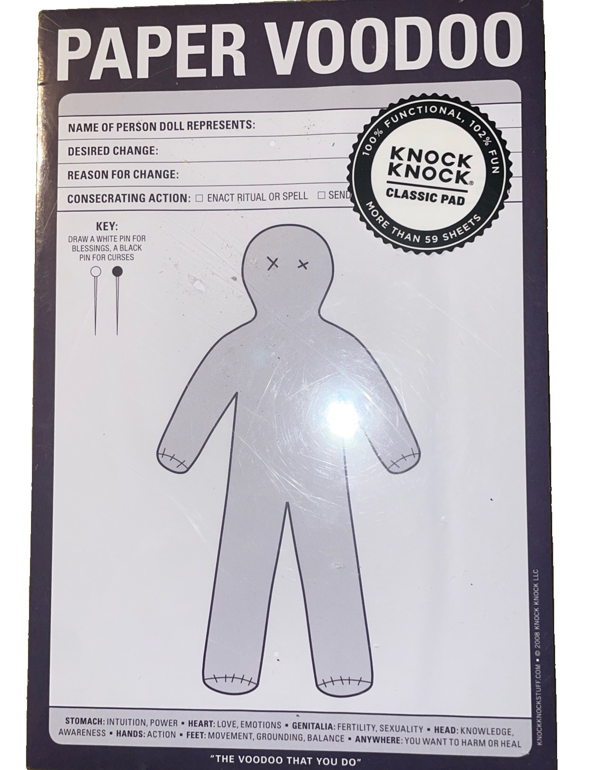 Knock Knock Paper Voodoo Note Pad, 6 x 9-inches Horror Gag Gift