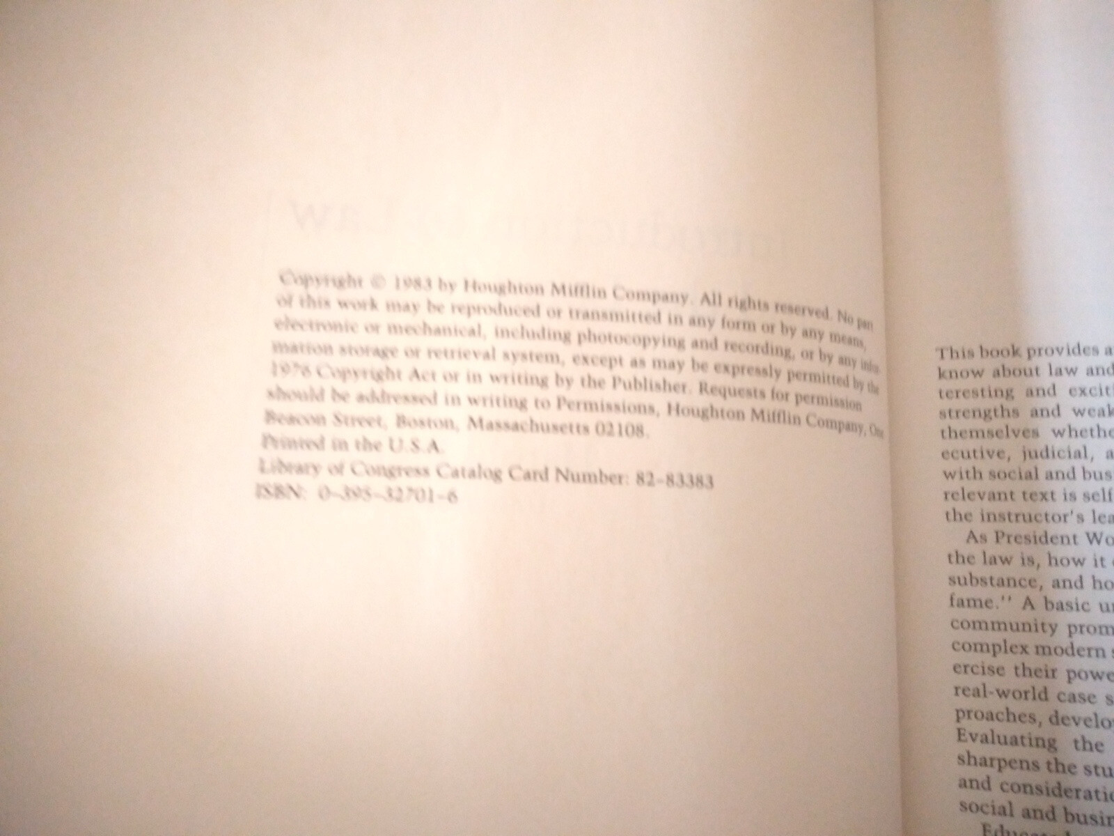 Intro to Law & the Legal System 1983 cond Please c pics
