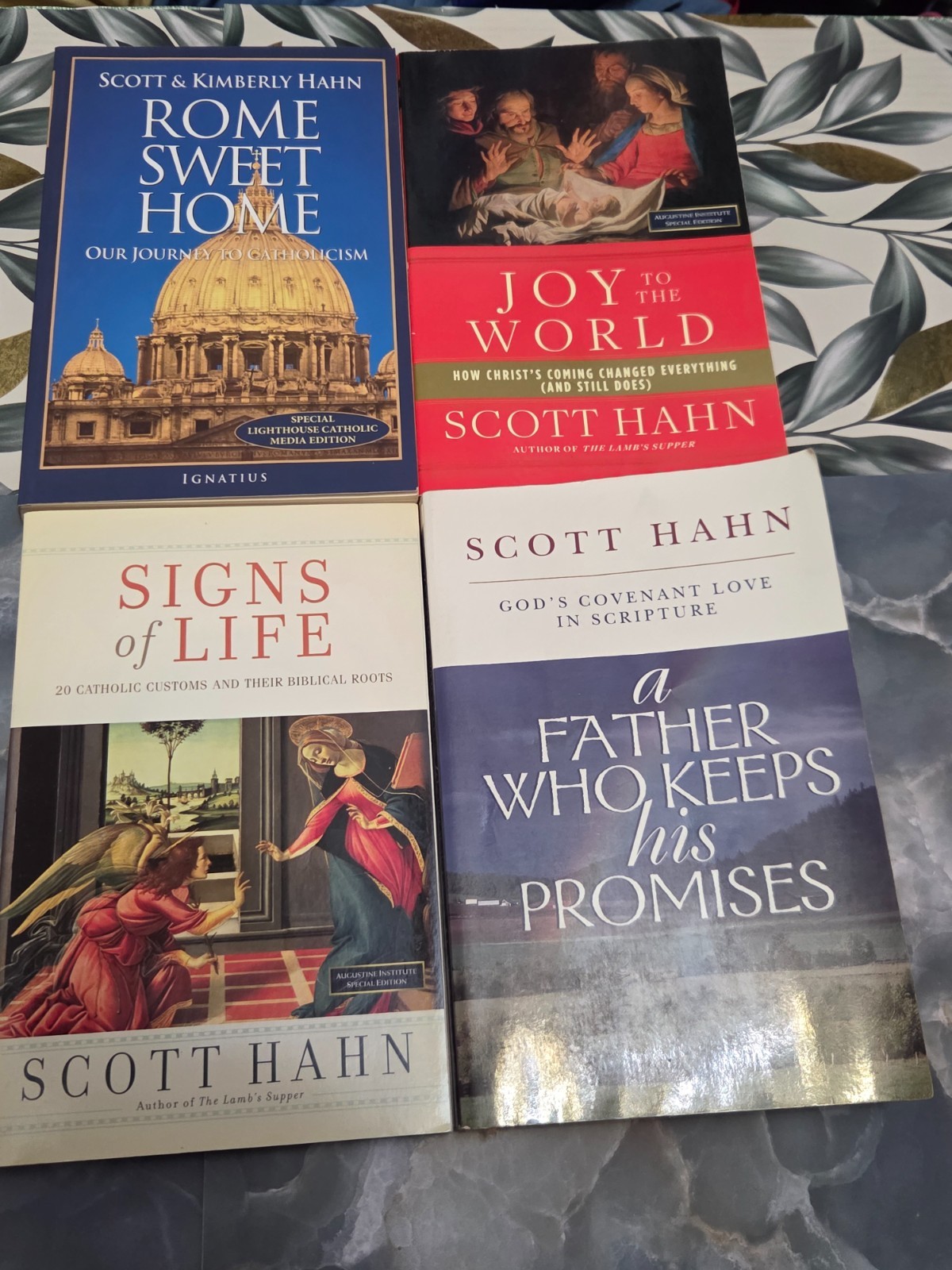 SCOTT HAHN – LOT OF 4 PAPERBACK BOOKS – SWEET ROME, JOY TO, SIGNS O LIFE, FATHER