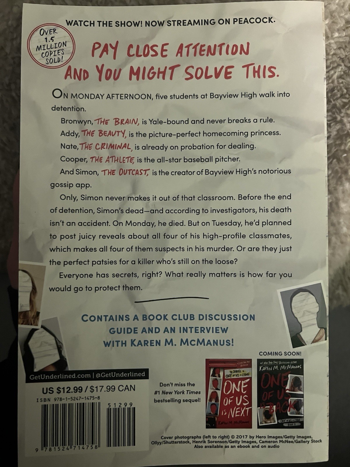 One of US Is Lying by Karen M. McManus (2023, Trade Paperback)