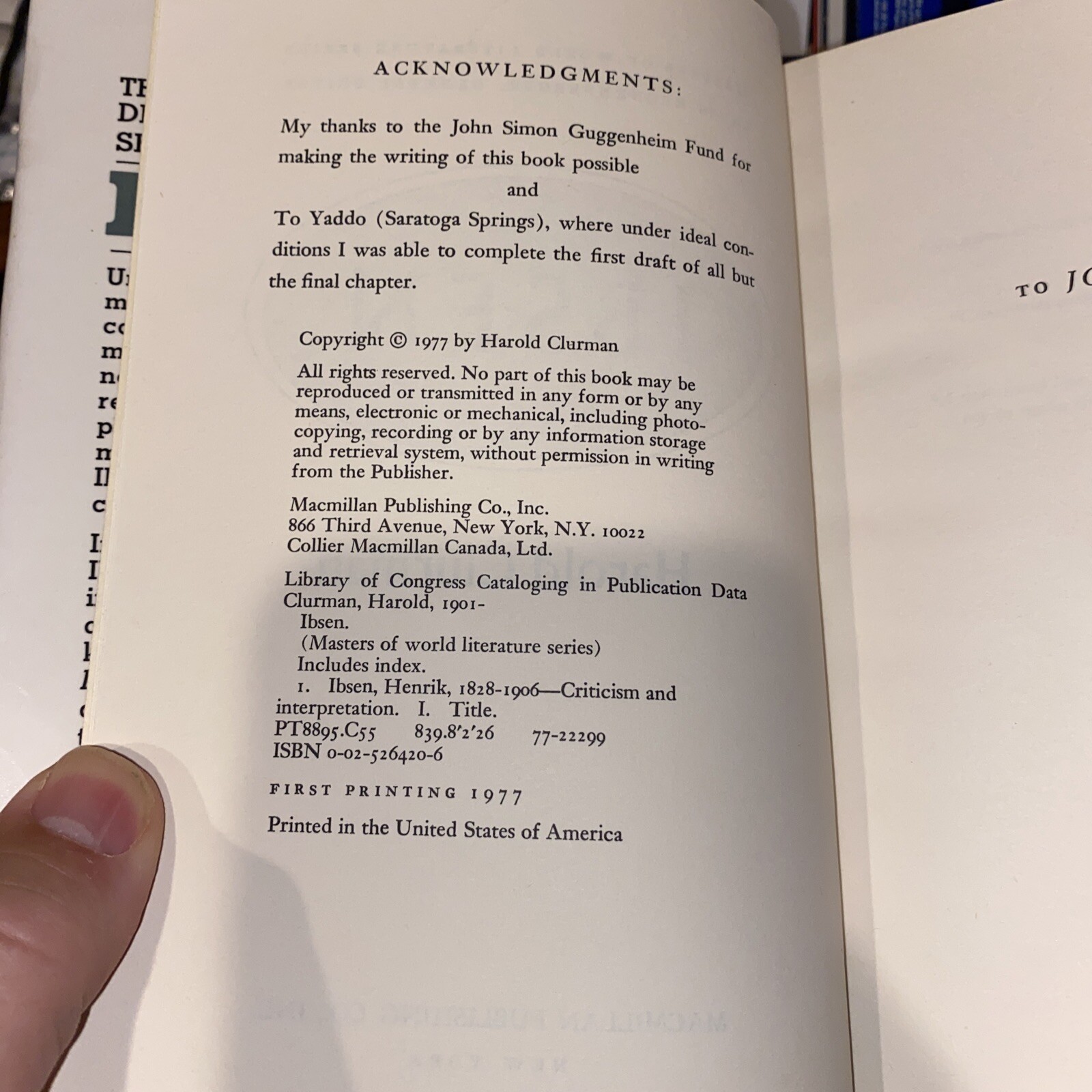 Ibsen (Masters of World Literature Series) Harold Clurman and Louis Kronenberger