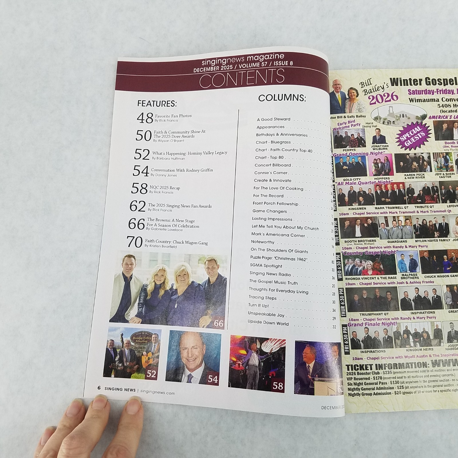 SINGING NEWS Lot of 2 – Jan 2026 THE MYLON HAYES FAMILY and Dec 2025 THE BROWNS