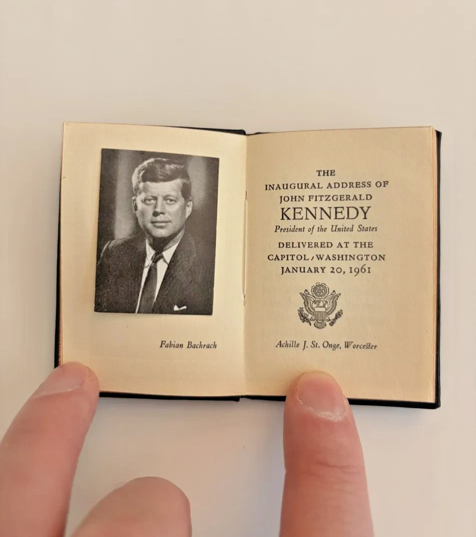 JFK’s Inaugural Address Mini Book, published by Achille J. St. Onge of Worcester