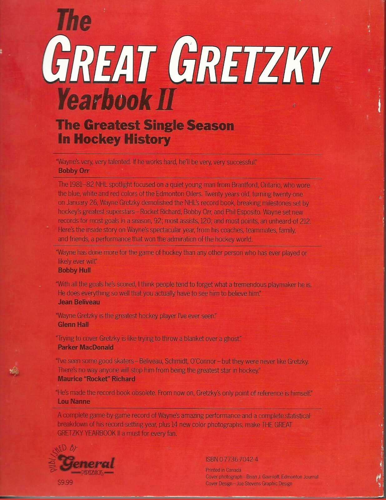 The Great Gretzky Yearbook II by Terry Jones 1982 Wayne Gretzky Edmonton Oilers