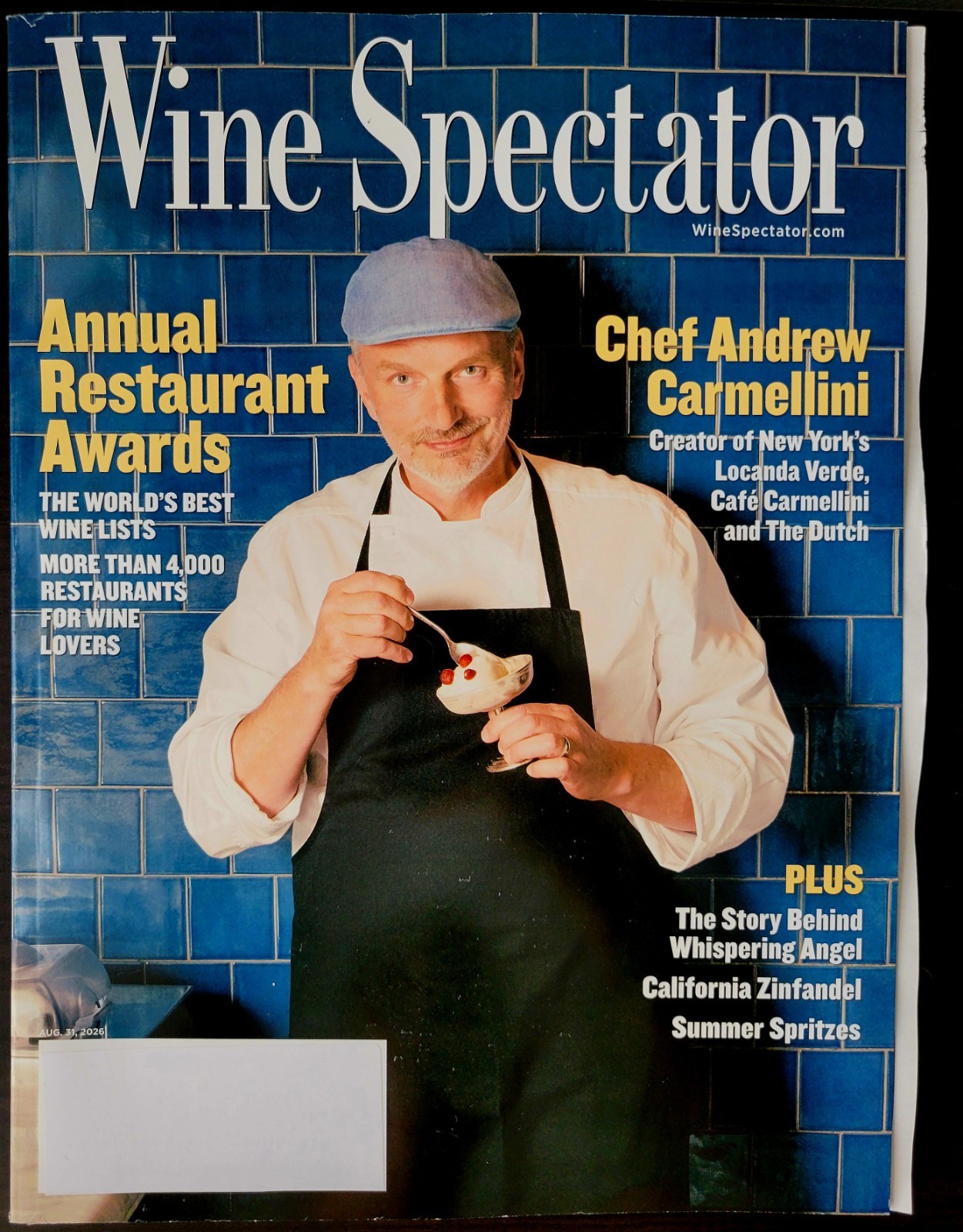 Wine Spectator Mag August 2026 Chef Andrew Carmellini Annual Restaurant Awards