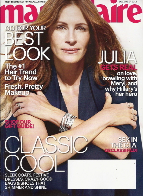 Julia Roberts Marie Claire Magazine Dec 2013 Britt Robertson Office Gift Giving