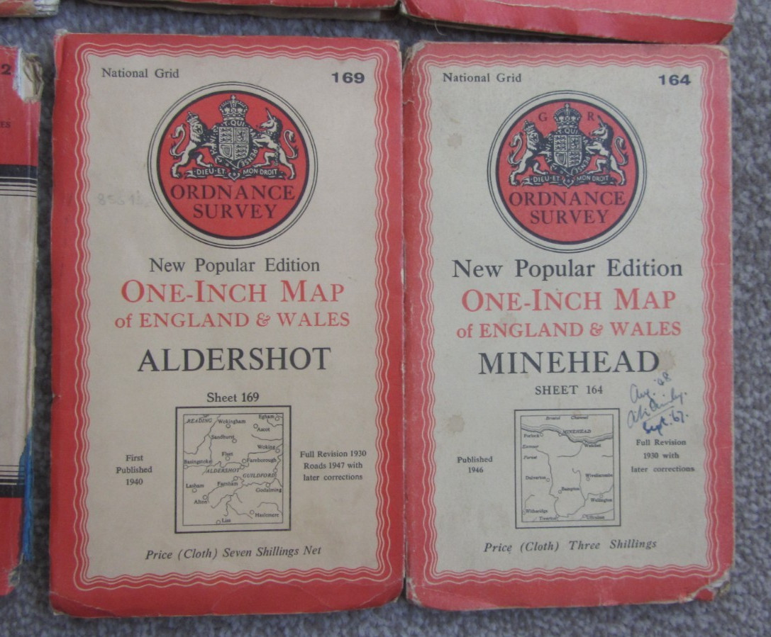 12 OS 1 inch to Mile 1940s 50s 60s CLOTH Great Britain 7th Series Job Lot