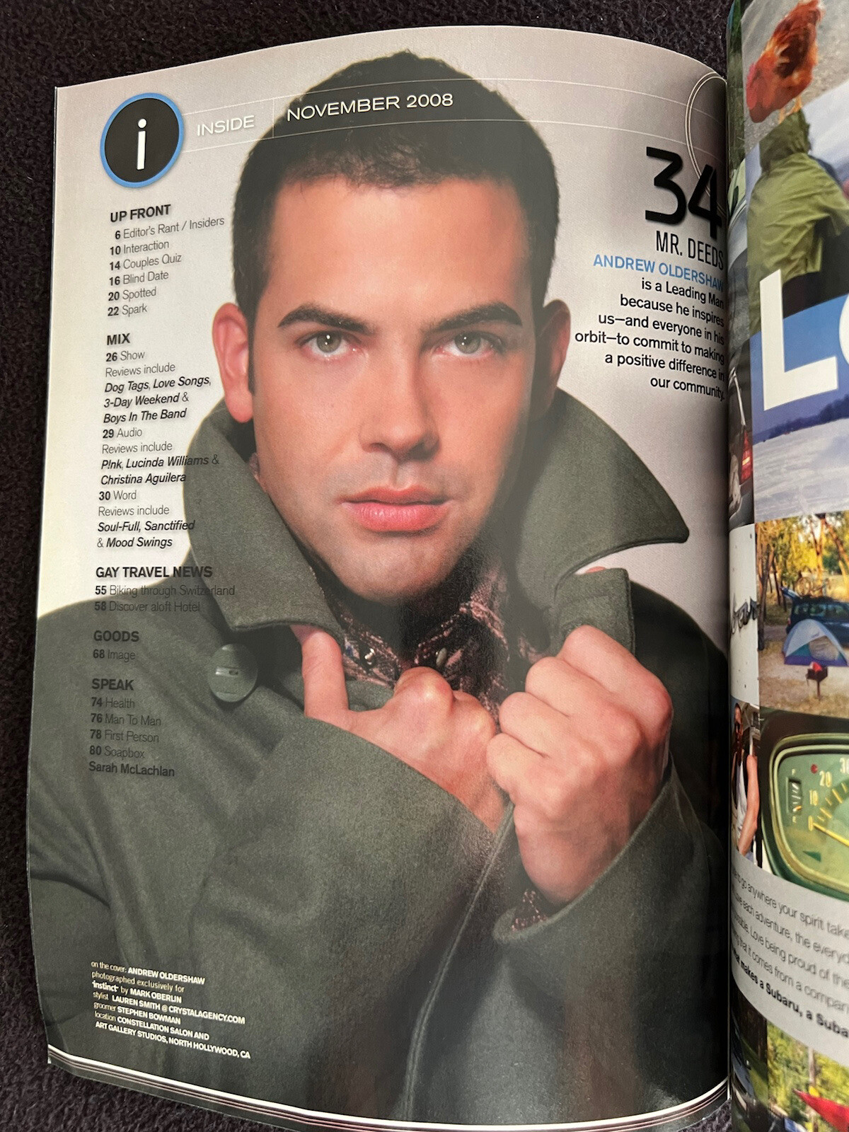 Instinct Gay Magazine November 2008 Andrew Oldershaw Leading Men of the Year