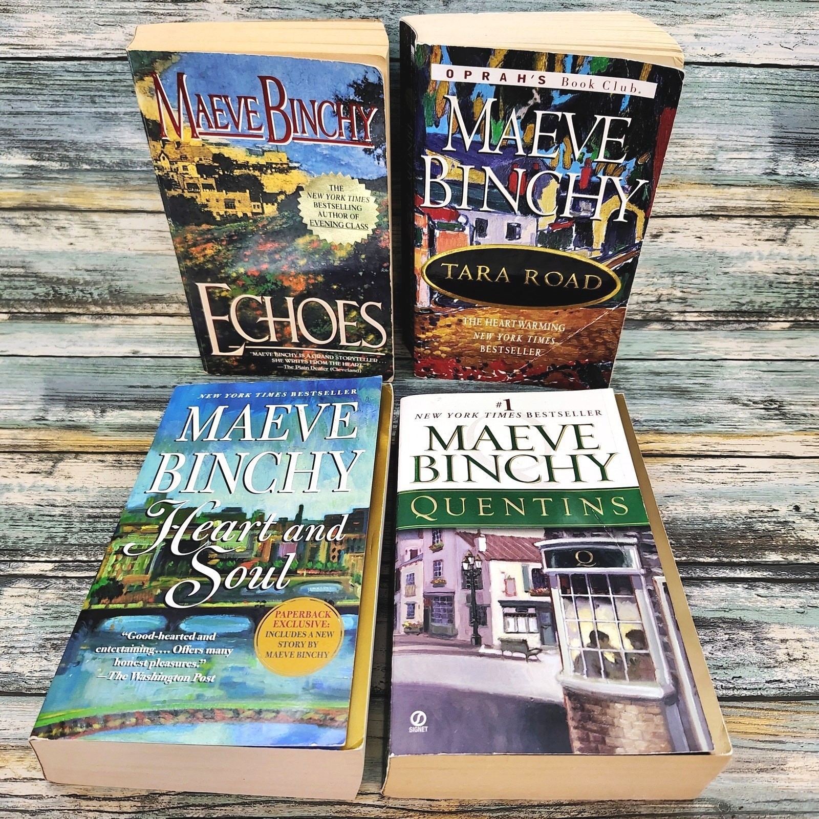 Maeve Binchy Lot of 4 Paperback Novels Echoes Tara Road Heart and Soul Quentins