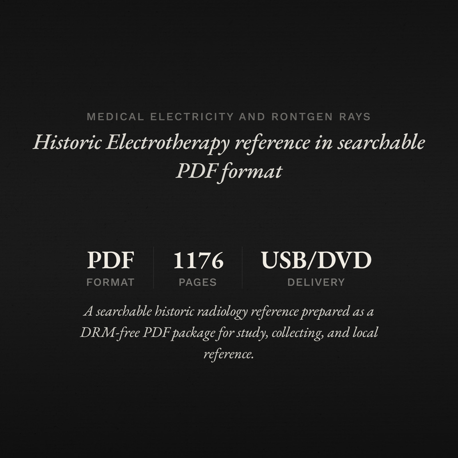 Medical Electricity and Rontgen Rays USB DVD PDF