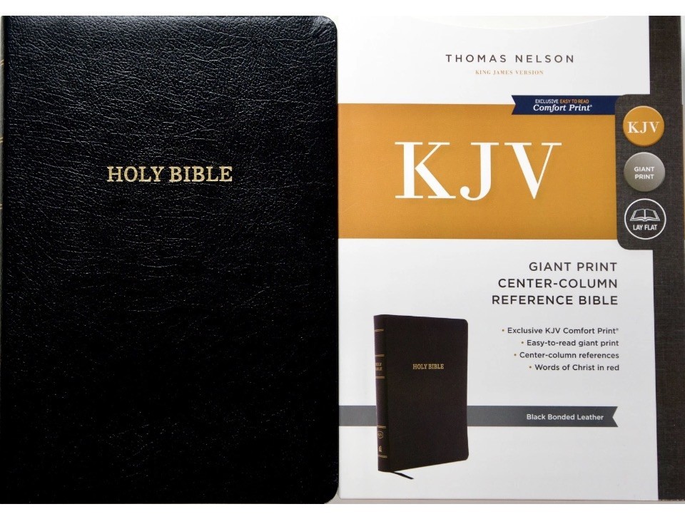 KJV Giant Print Reference Bible, 53,000 Cross References, Black Bonded Leather