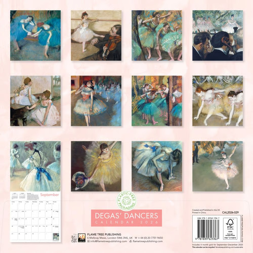 Flame Tree Publishing, Degas Dancer 2026 Wall Calendar