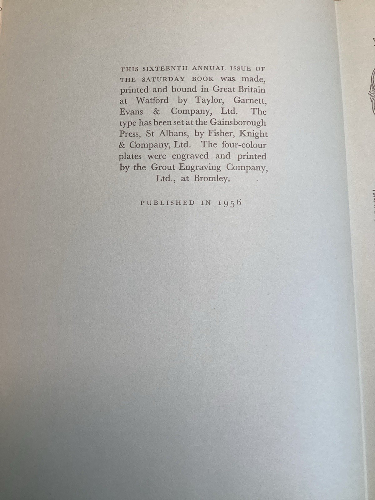 The Saturday Book #16, Edited By: John Hadfield, The Macmillan Company 1956, HC