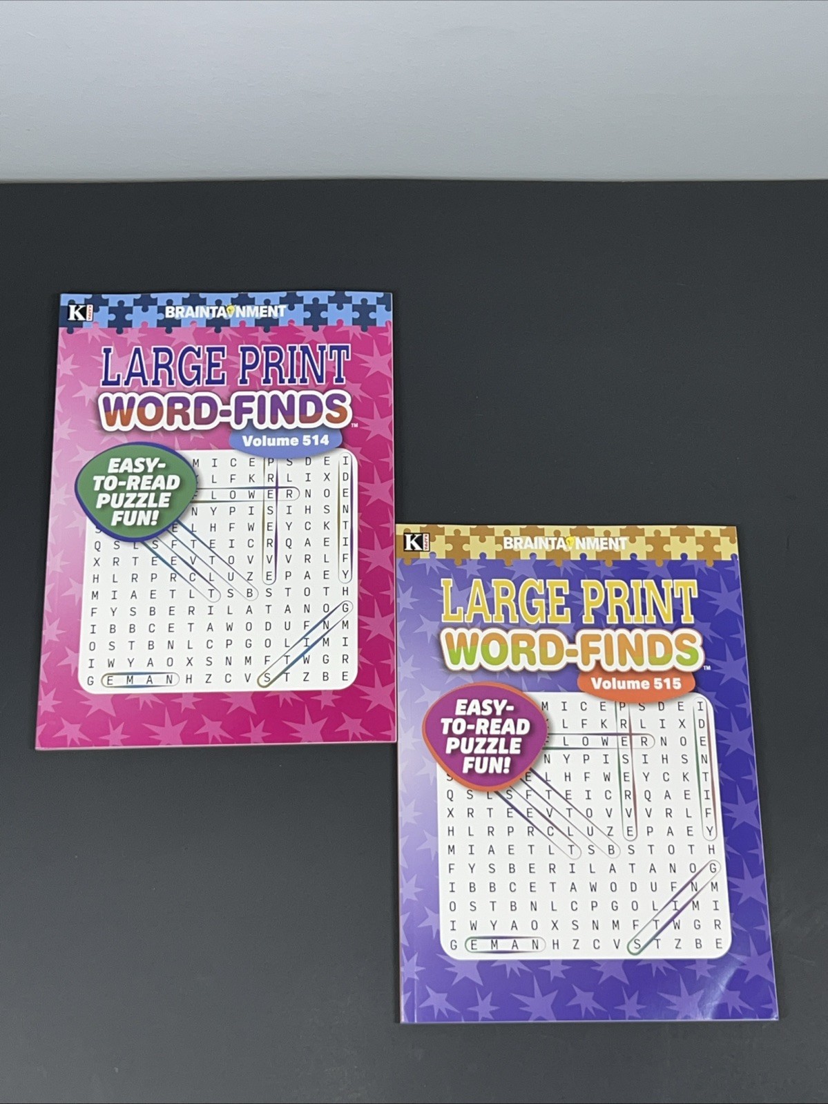 LOT OF 2 KAPPA Large Print Word-Finds Word Search Puzzle Books vol.514 & 515