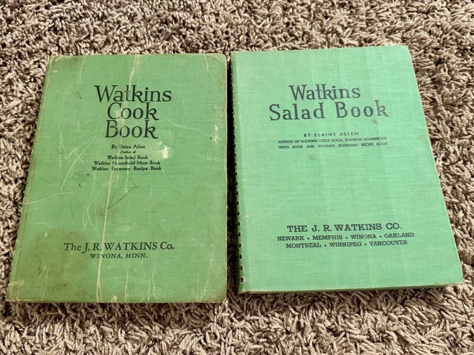 Vintage Set of 2 Watkins Cookbook 1948 Salad Book 1946