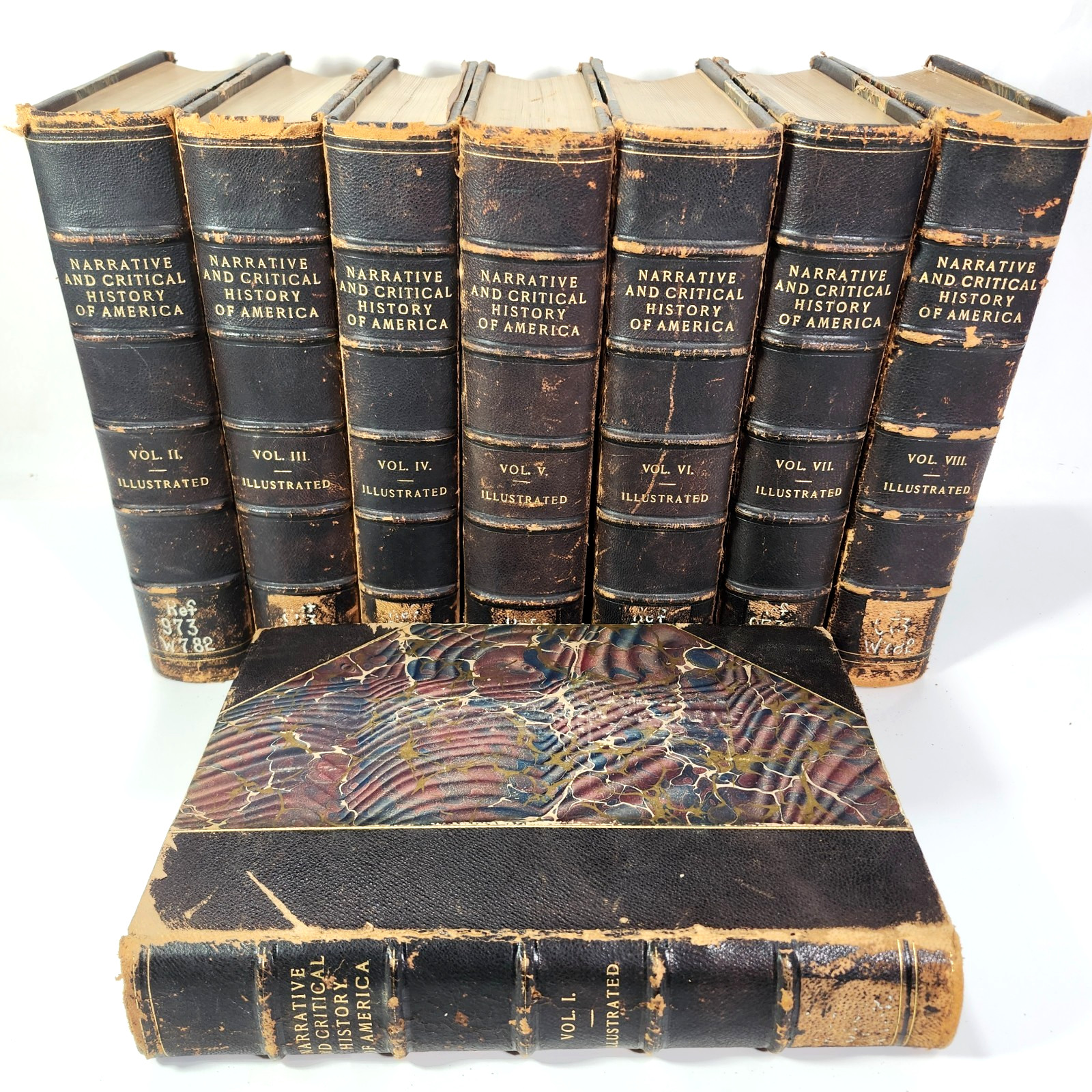 Narrative Critical History America 1884-1889 Antique Book HC 8 Vol Set Houghton