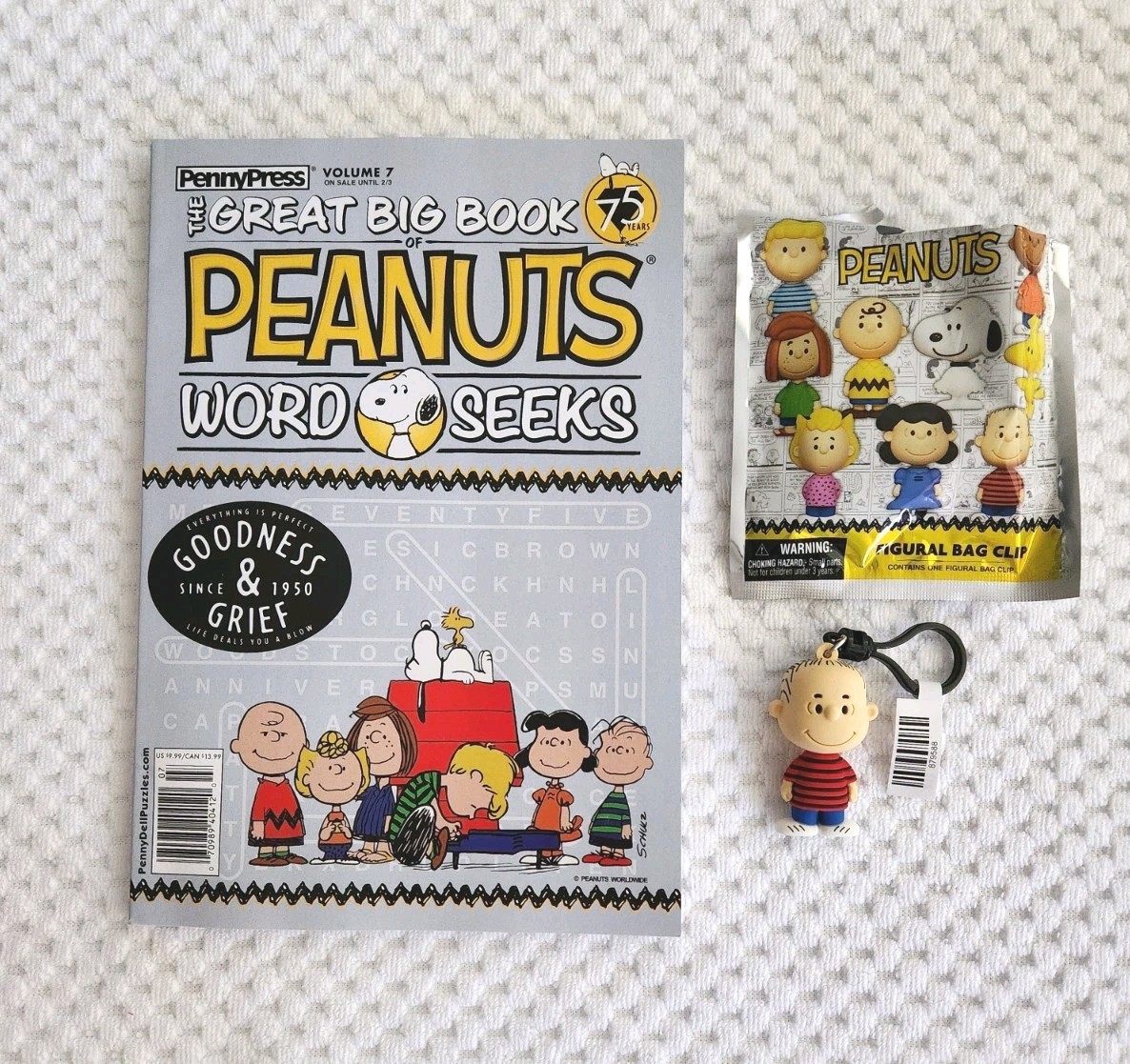 Penny Press Great Big Book of Peanuts, Vol 7, 2025, 10.75in; Linus Bag Clip,2024