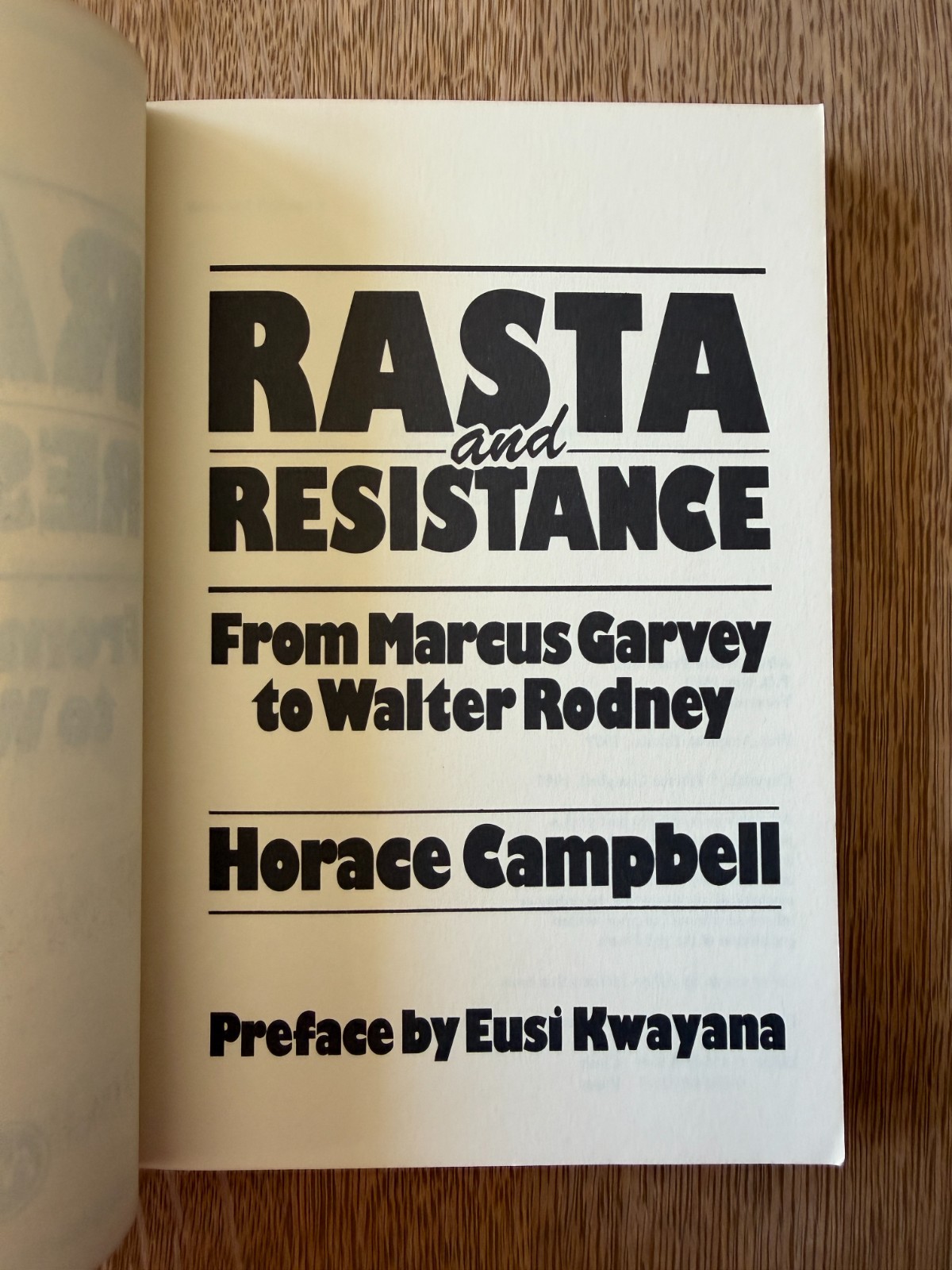 Rasta and Resistance: From Marcus Garvey to Walter Rodney – PB/VG