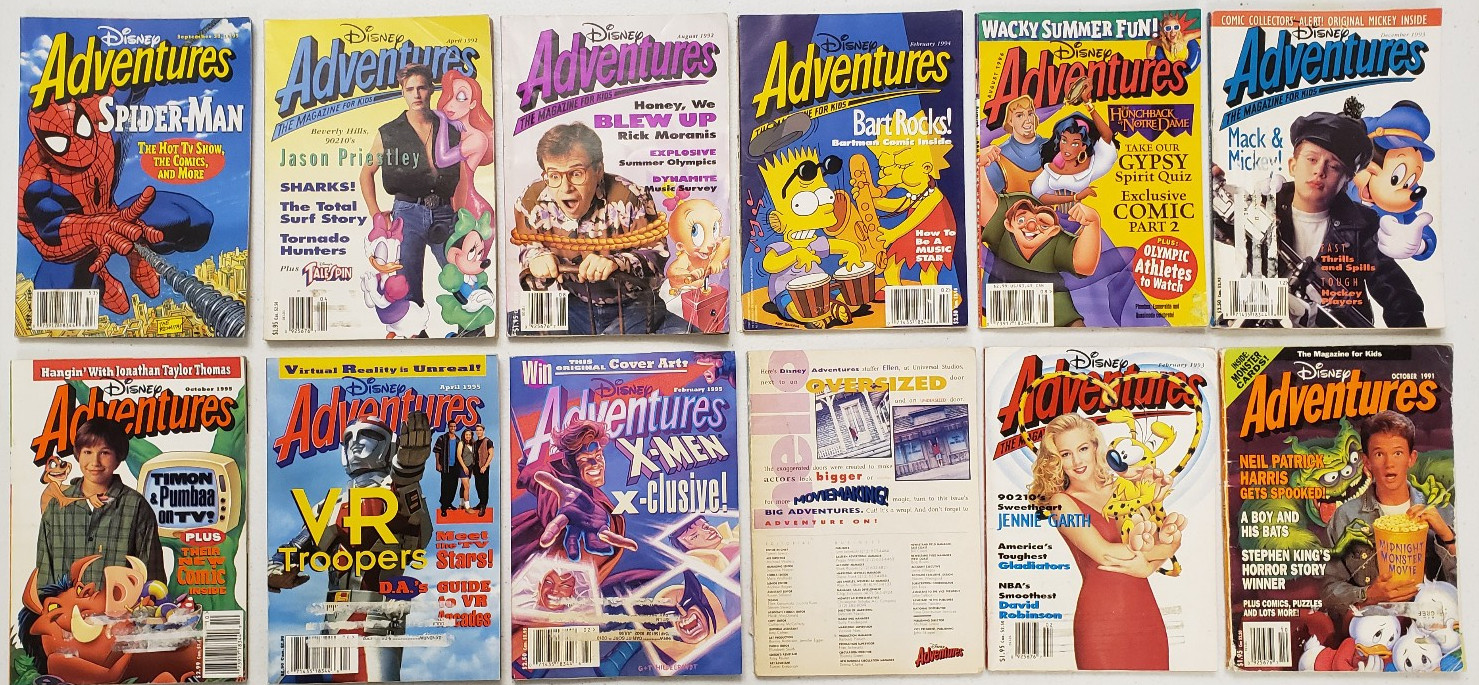 Disney Adventures Magazine Lot of 12 Spiderman~Villain Cards~Sonic~X-Men~1990s