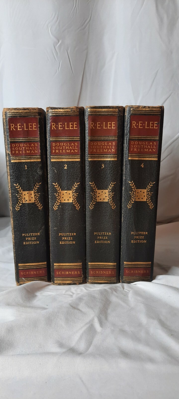 R.E. LEE – A Biography by Douglas Freeman, 1936 Pulitzer Prize Ed, 4 Hardbacks
