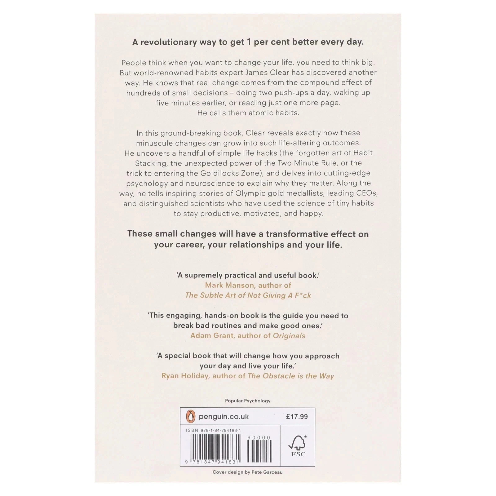 Atomic Habits by James Clear – Non Fiction – Paperback