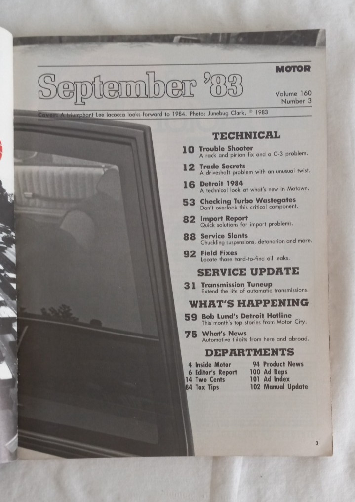 MOTOR Magazine September 1983 102 Pages Great Car repair Tips