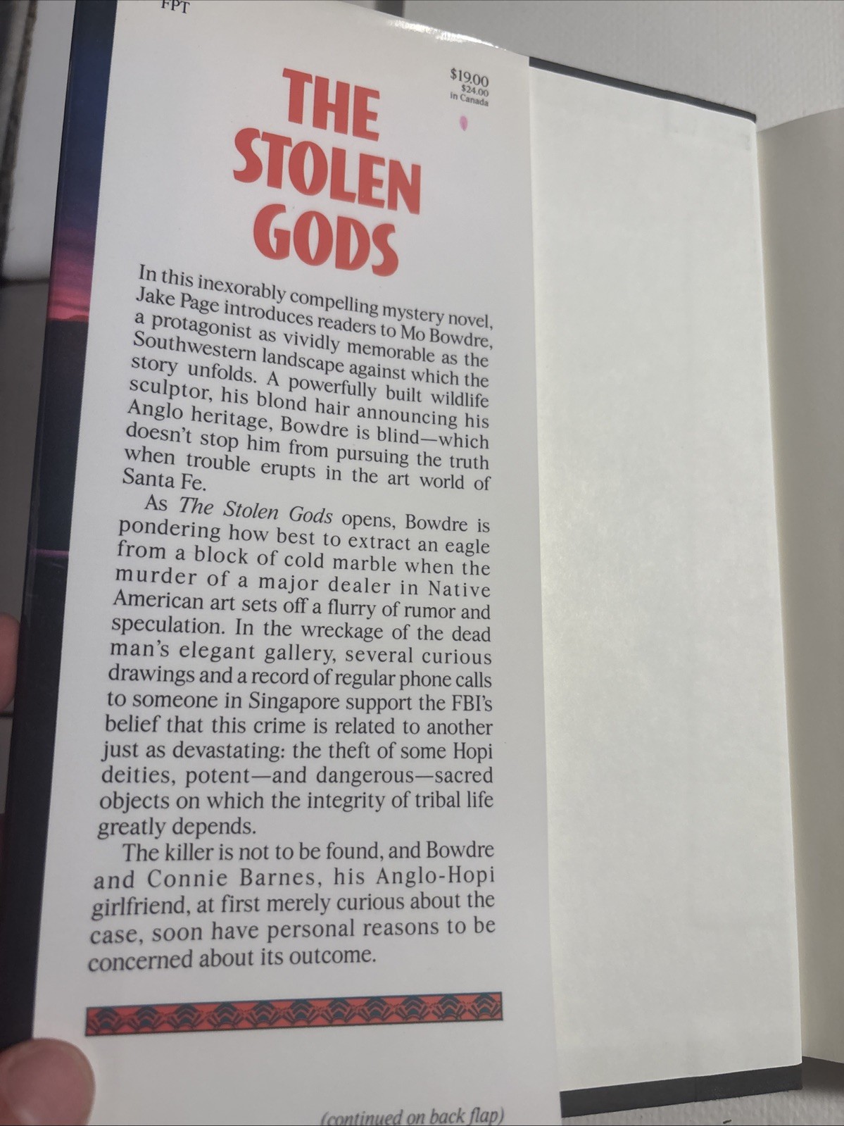 Jake Page / The Stolen Gods signed 1st Edition 1993 New Condition