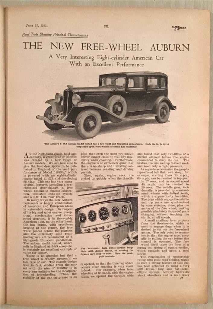 The MOTOR Magazine 23 JUN 1931 FRENCH GRAND PRIX Rover Speed Model Saloon Tested
