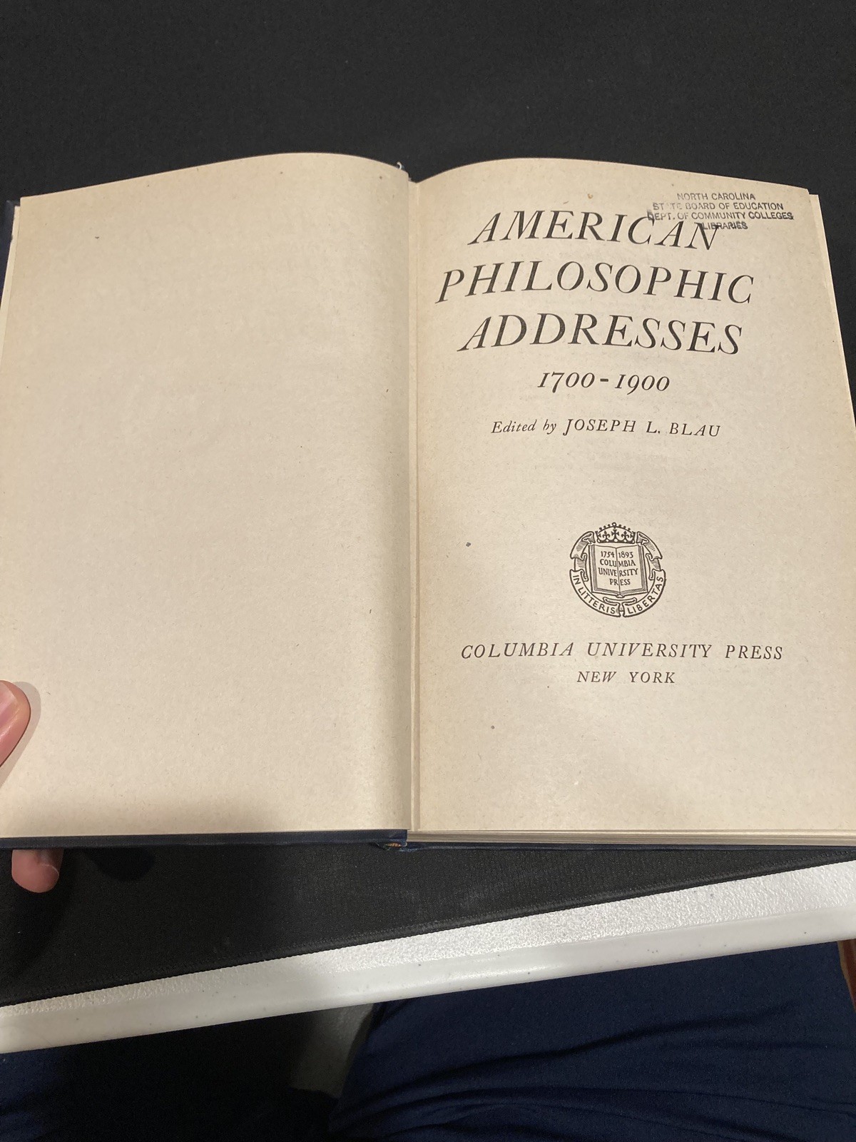 1ST EDITION/ 2ND PRINT 1947 AMERICAN PHILOSOPHIC ADDRESSES 1700-1900 – Blau