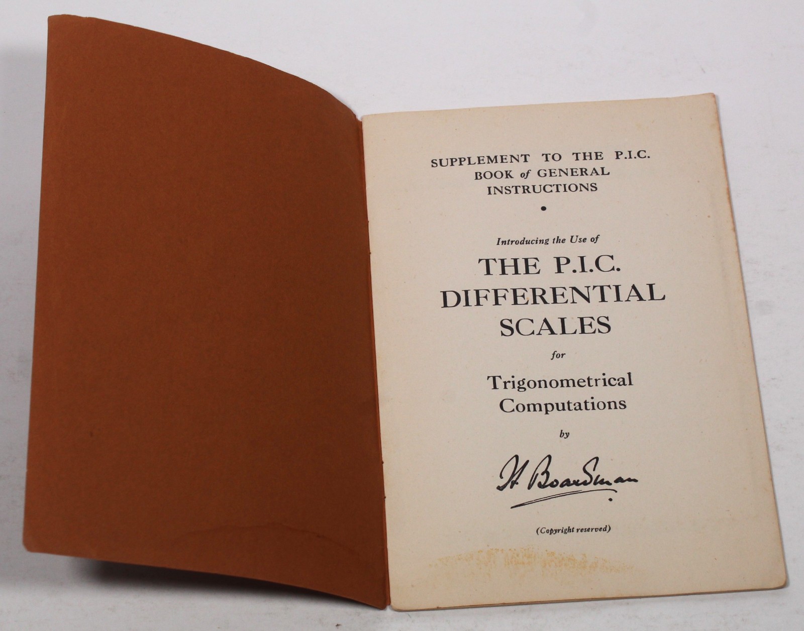 LOT OF 3 Vintage P.I.C. Slide Rule Instruction Booklets 1940s Log-Log Trig