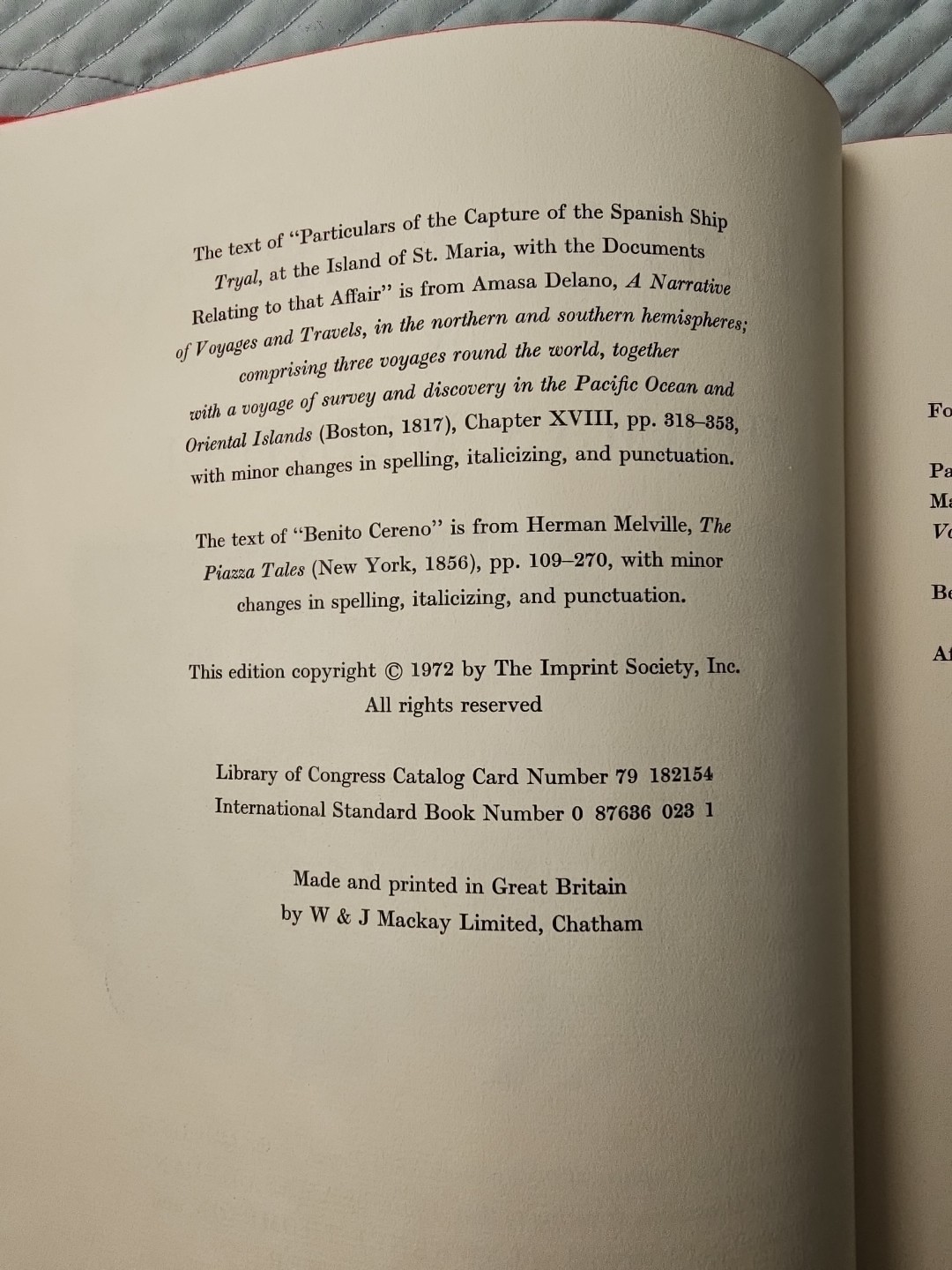 Benito Cereno by Herman Melville 1972 The Imprint Society Signed by Artist #1495