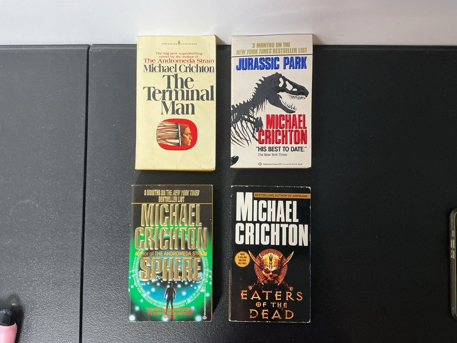 Michael Crichton Paperback Lot of 4: Jurassic Park, Sphere, Eaters of the Dead