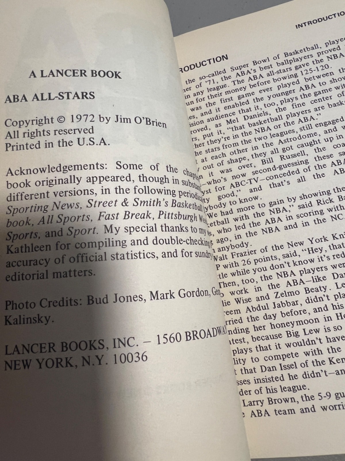 ABA All Stars Book 1972 Jim O’Brien vintage Pro Basketball History Souvenir PB