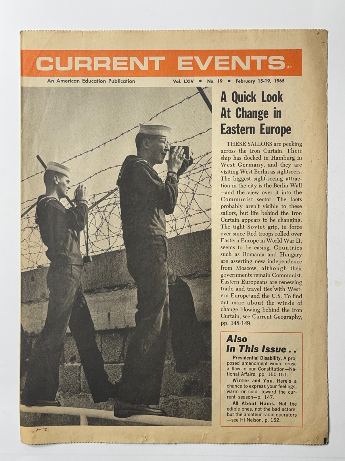 Current Events News Letter – American Education Publication February 15-19 1965